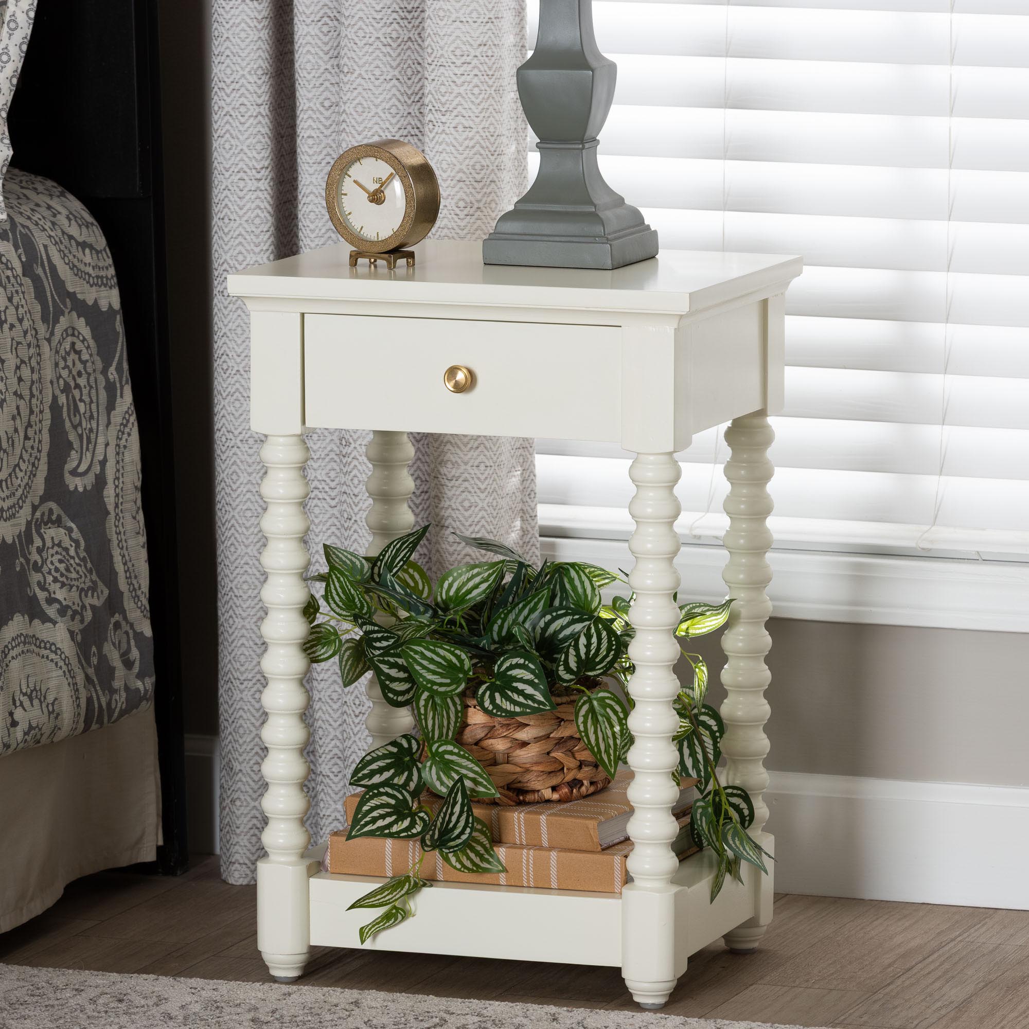 bali & pari Terentia Mid-Century Nightstand, 1-Drawer, White