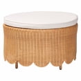 thumbnail image 1 of bali & pari Teresa Bohemian Light Honey Scalloped Rattan Ottoman, 1 of 6