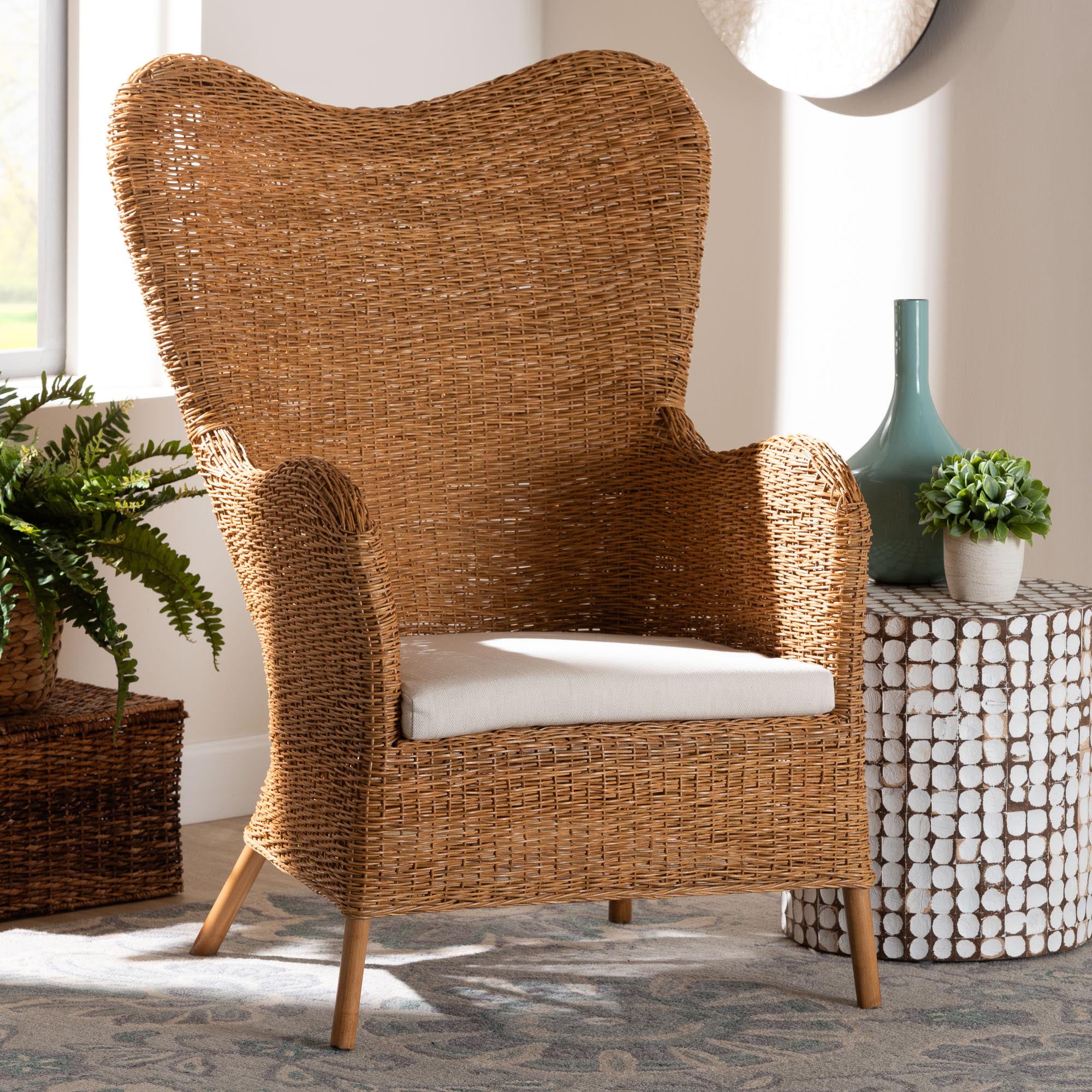 bali & pari Terra Boho Arm Chair, Light Honey