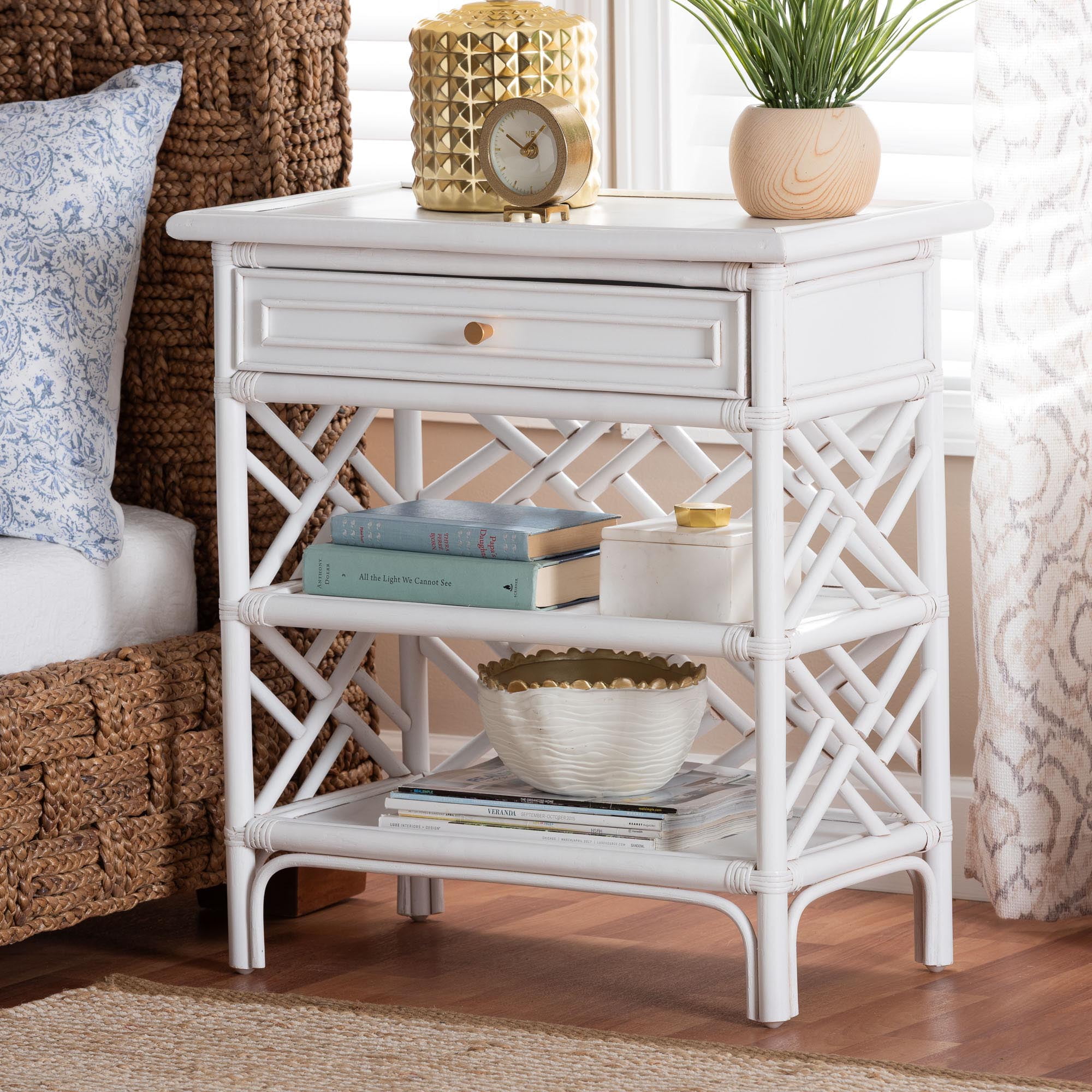 bali & pari Tiaret Coastal Nightstand, 1-Drawer, 24