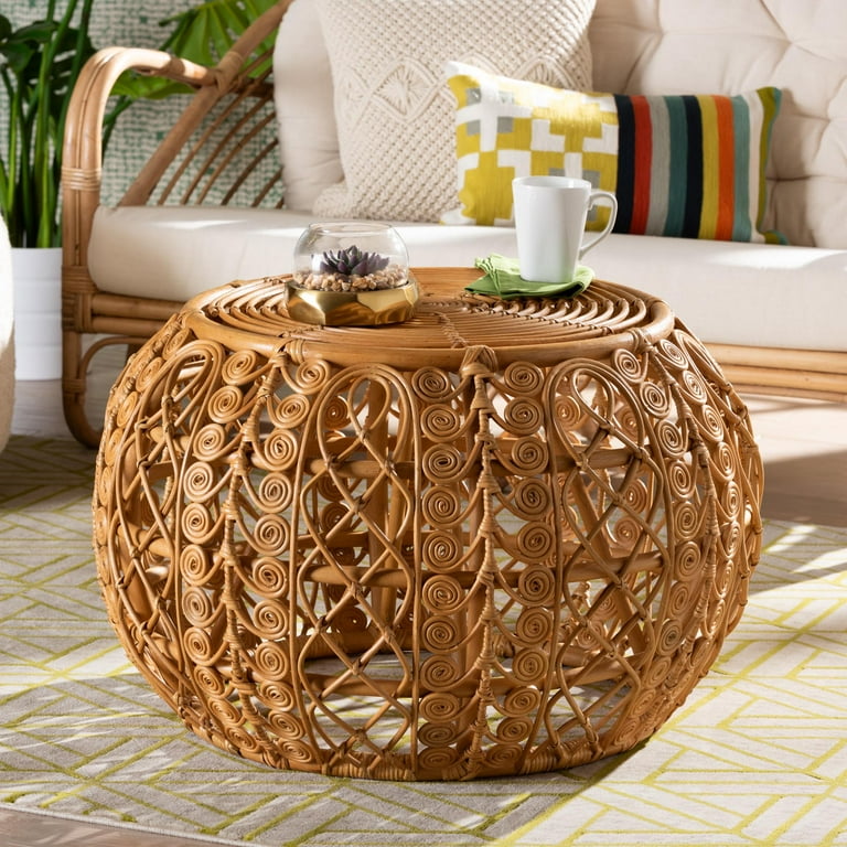 bali & pari Tiramisu Modern Bohemian Natural Brown Rattan Coffee