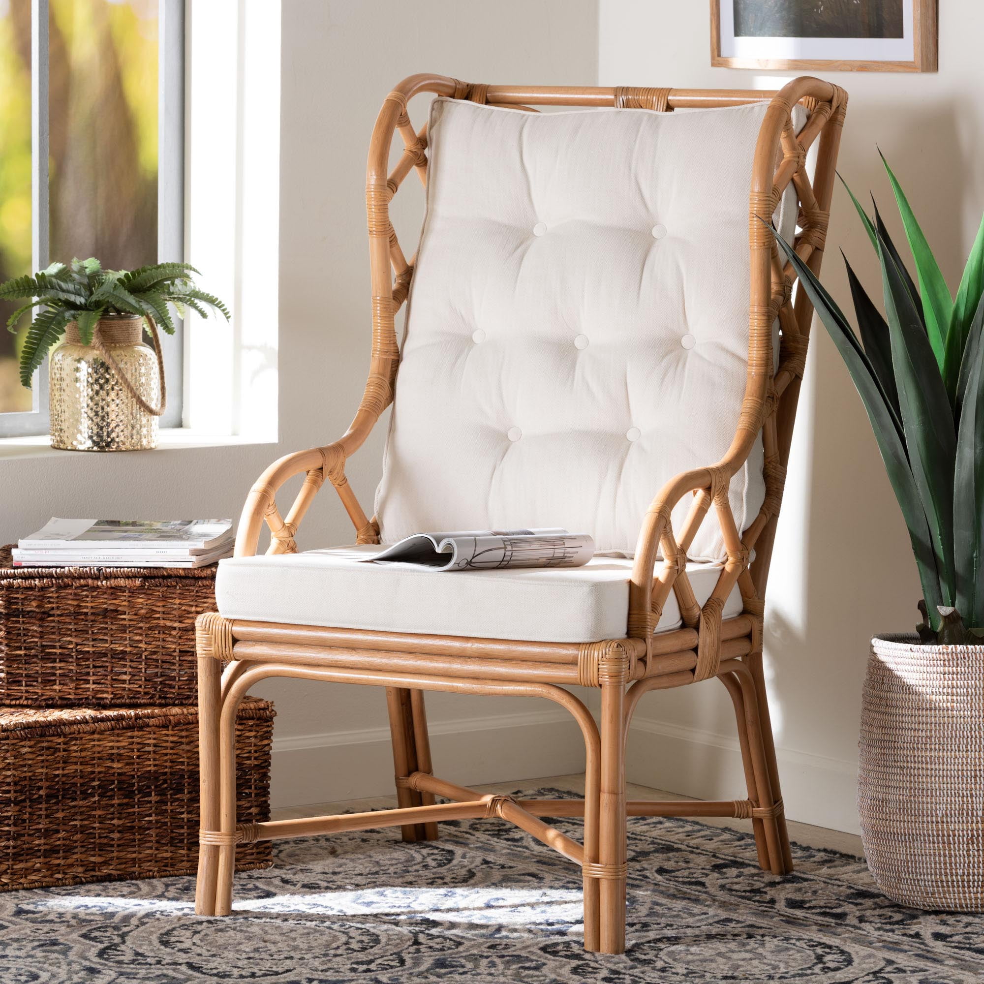 bali & pari Todd Boho Armchair, Natural Rattan