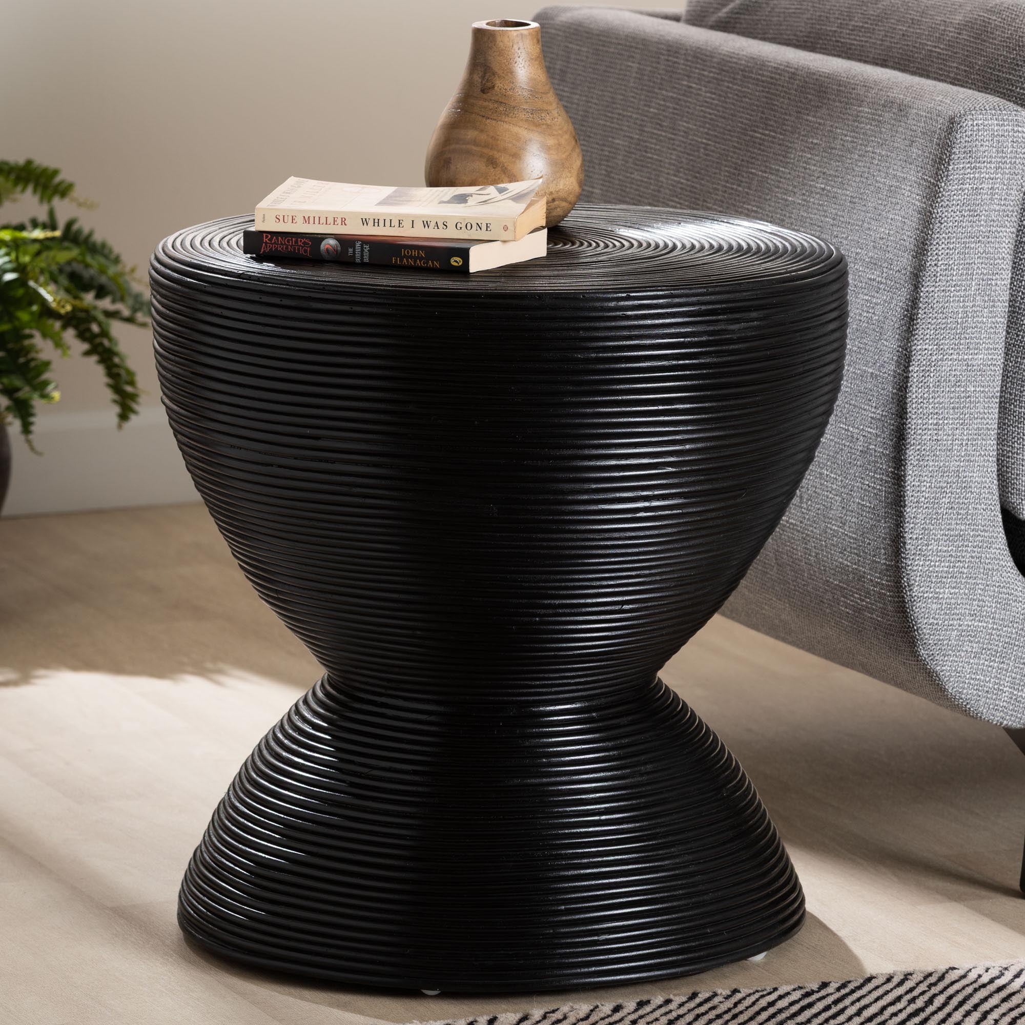 bali & pari Tokyo Boho Side Table, 22"W, Black