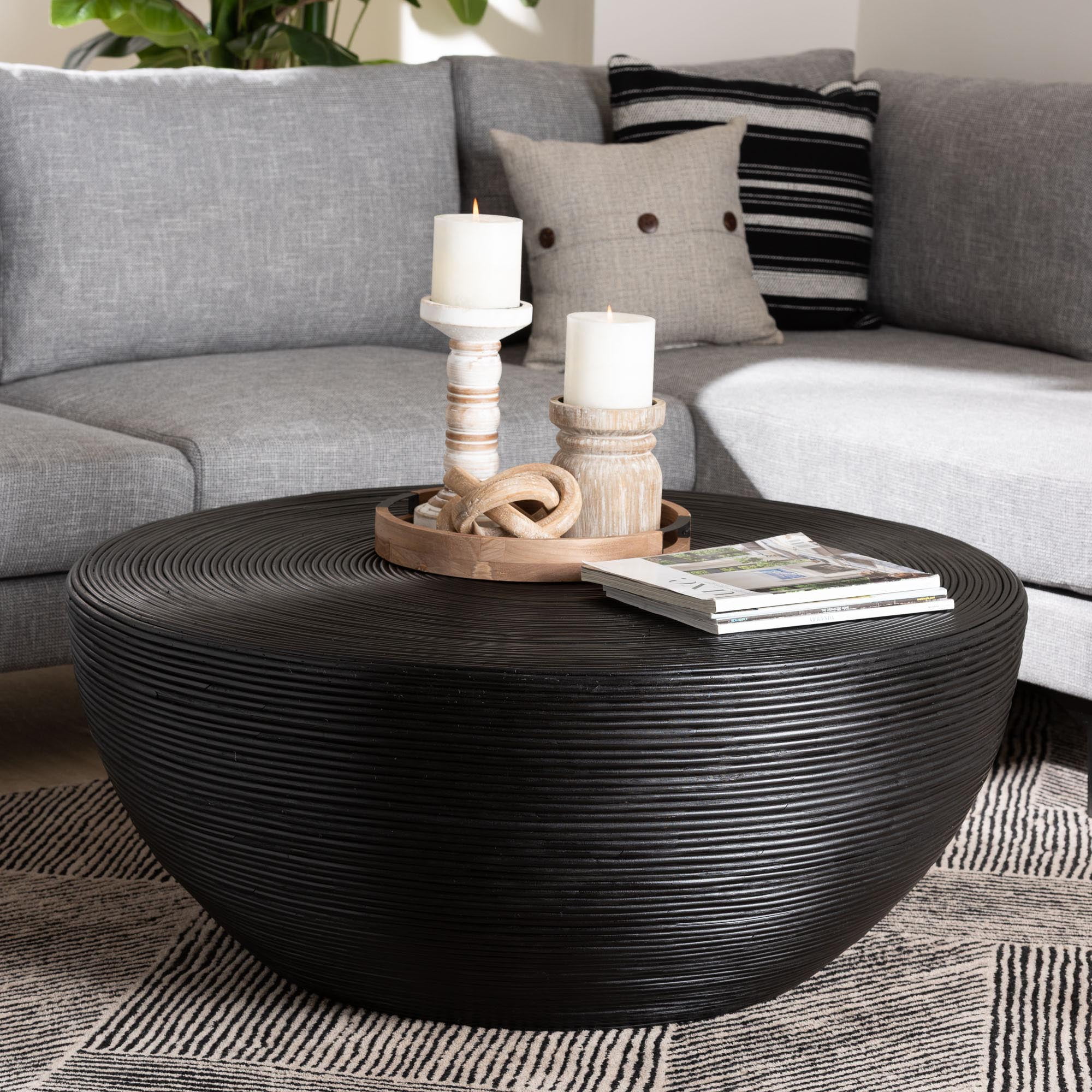 bali & pari Tokyo Coastal Coffee Table, 39"W, Black