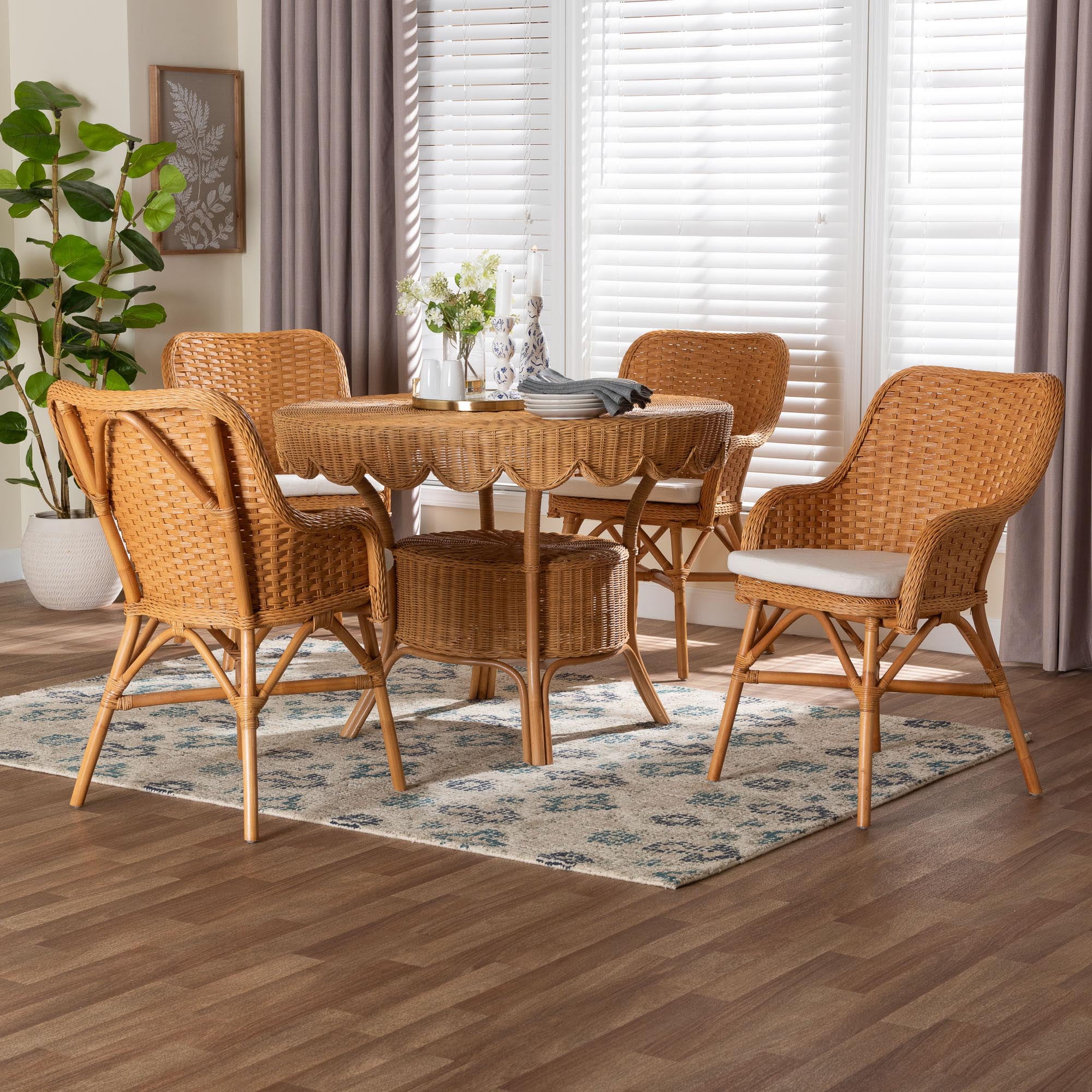 bali & pari Tucson Boho Dining Set, 5-Piece, Light Honey