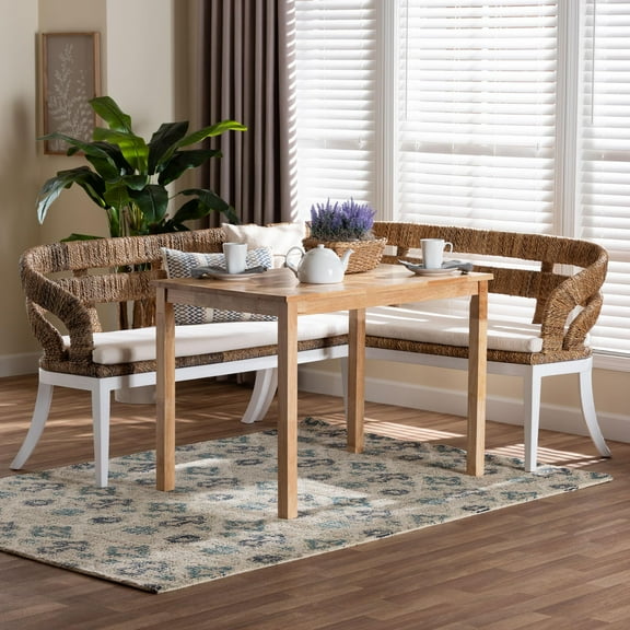 bali & pari Ubud Boho Dining Nook Set, 3-Piece, Natural Brown