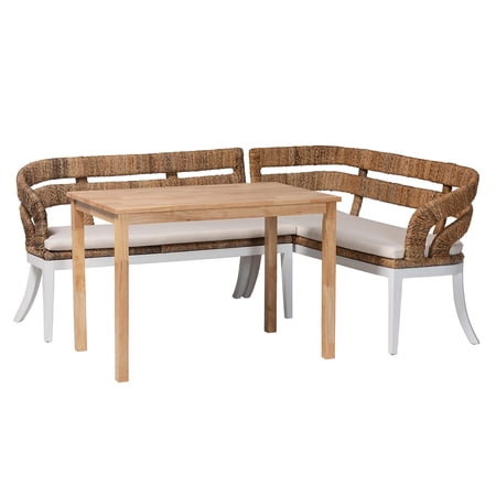 bali & pari Ubud Dining Nook Set with Wood Dining Table and Bench 3 Piece