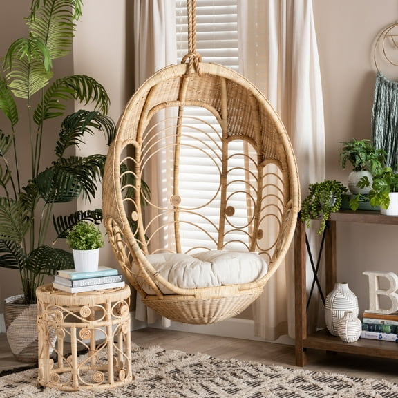 bali & pari Umika Rattan BOHO Hanging Chair, Natural Brown