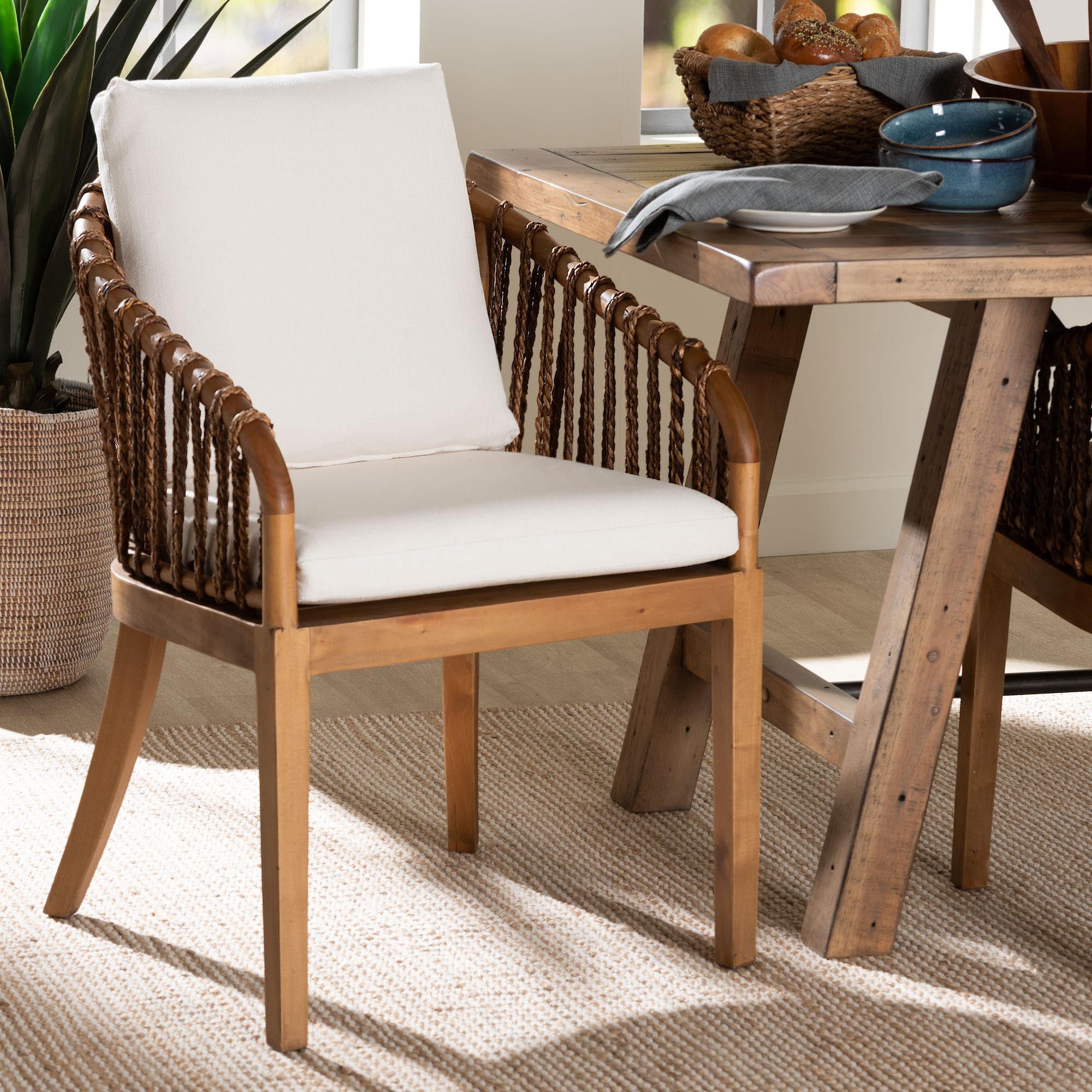 bali & pari Varen Boho Dining Chair, 18.5" H Seat Height, Walnut Brown