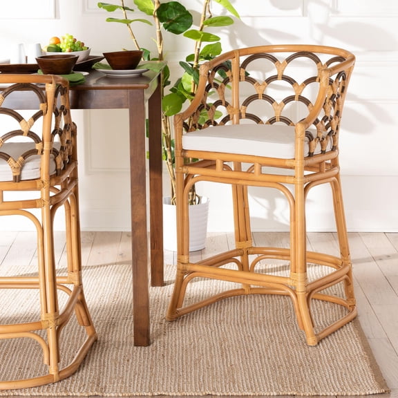 bali & pari Veneto Boho Bar Stool, Light Honey