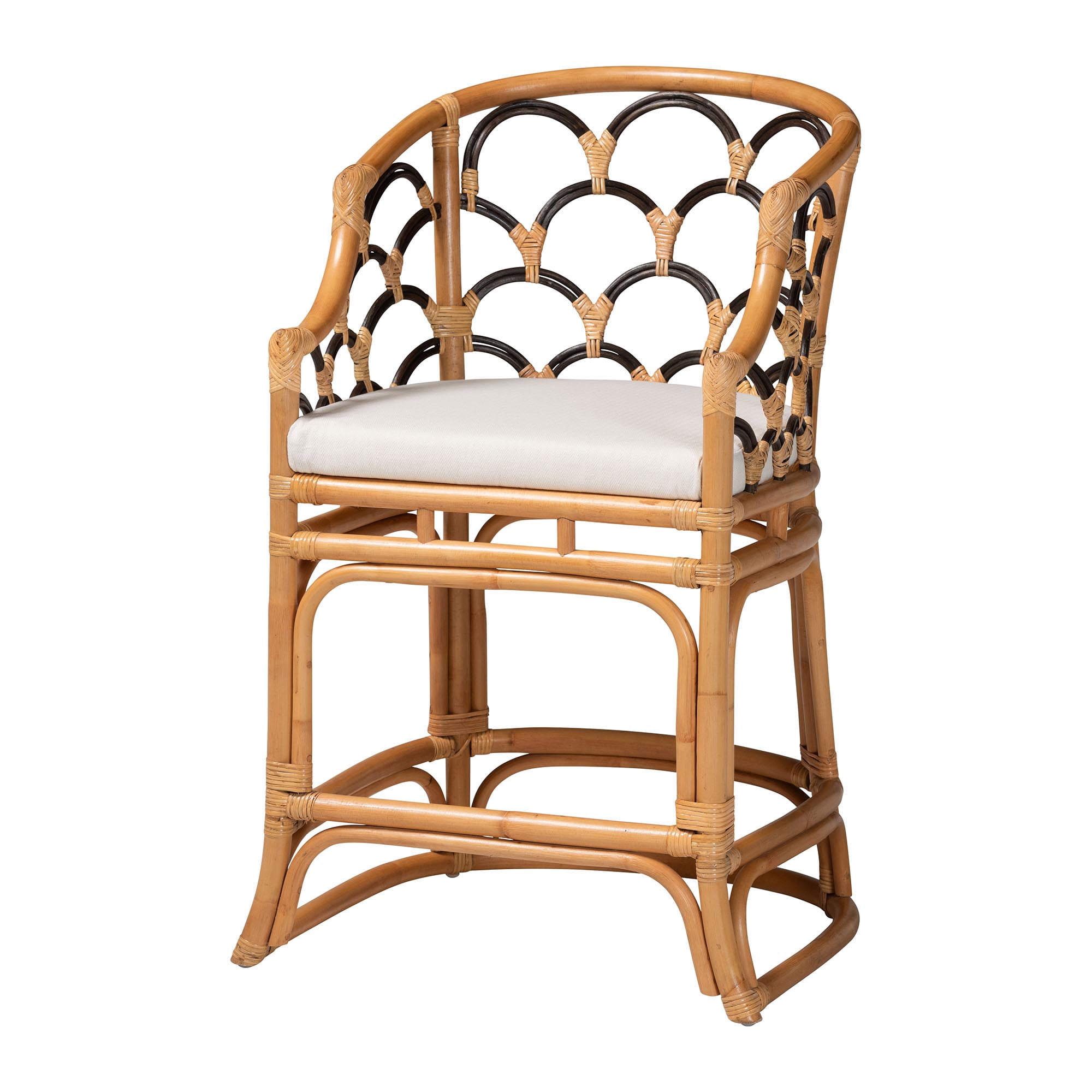 bali & pari Veneto Boho Counter Stool, Counter Height, Light Honey