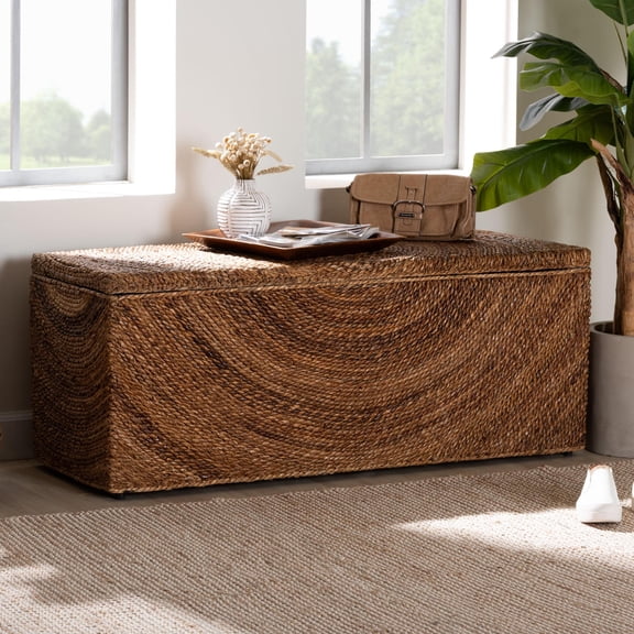 bali & pari Verino Boho Storage Bench, 20"H, Natural Brown