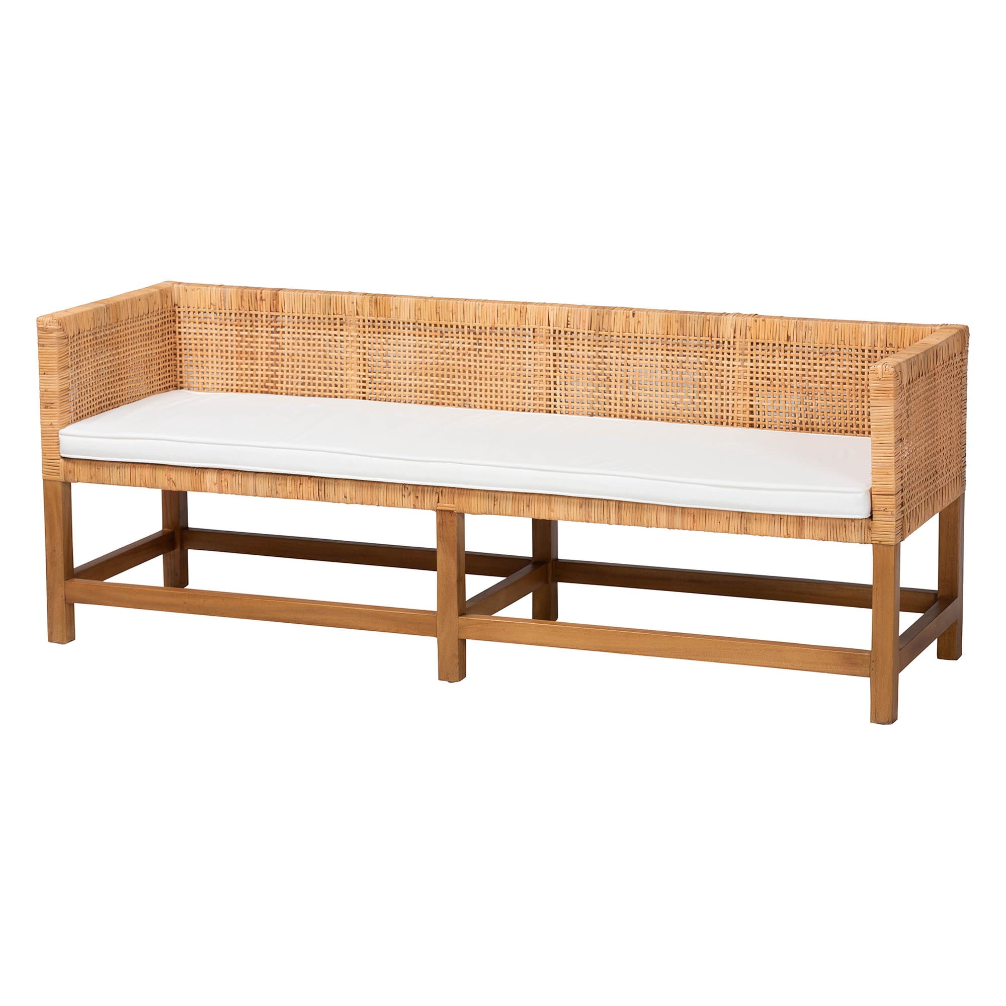 bali & pari Vivan Boho Accent Bench, Natural Rattan