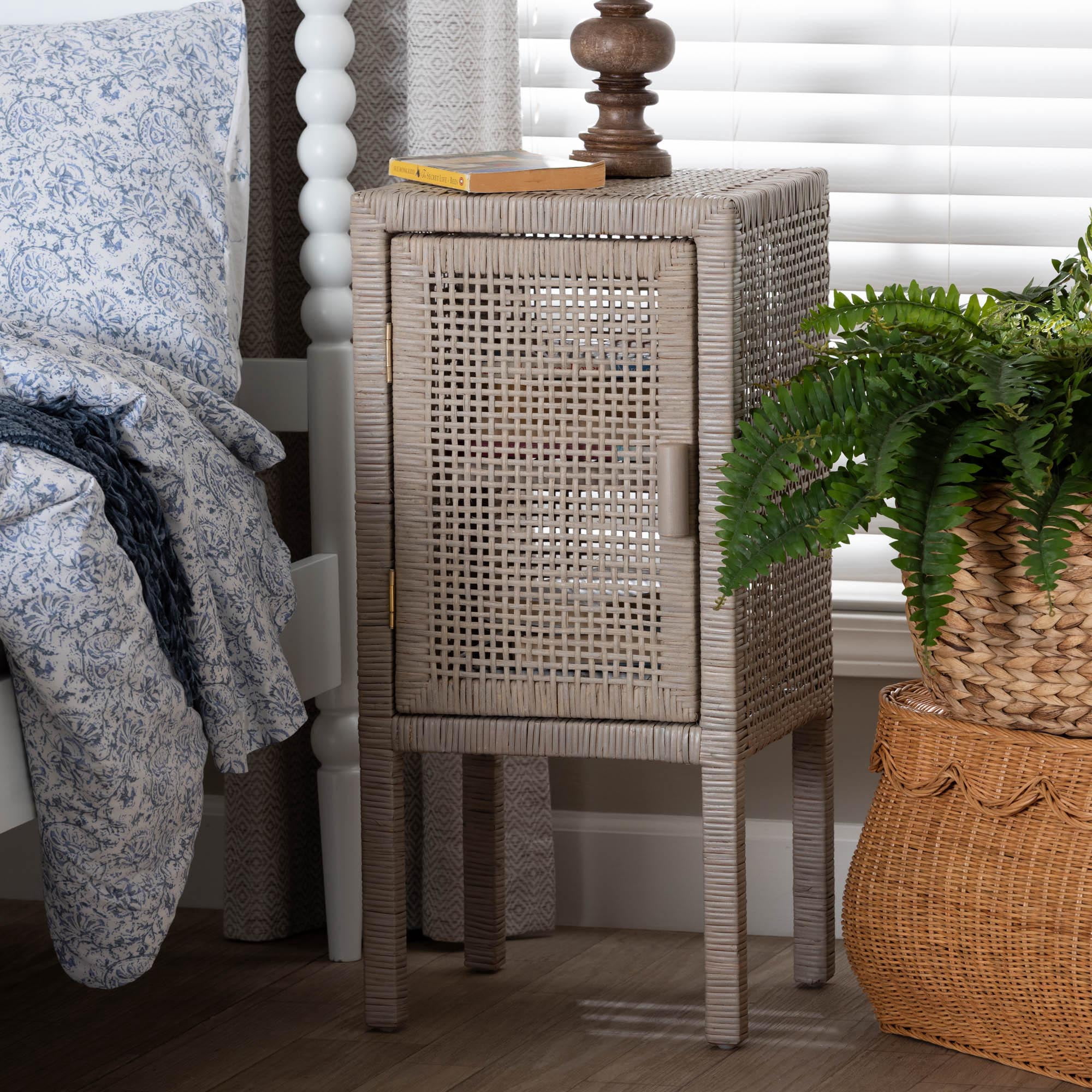 bali & pari Vivan Boho Nightstand, 2-Tier, French Grey