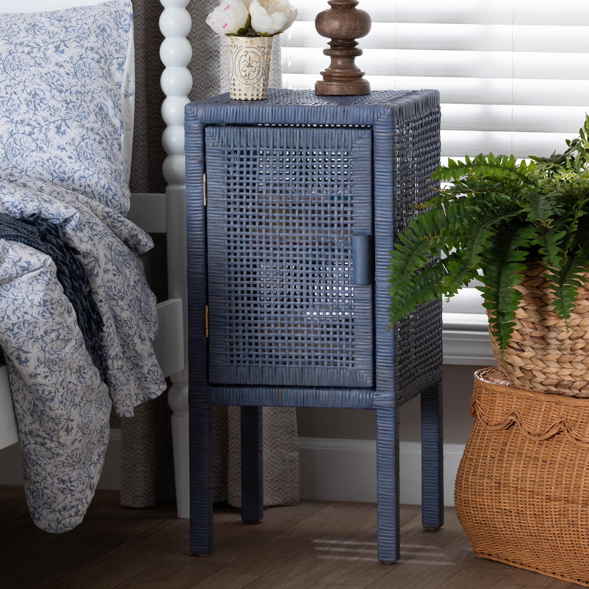 bali & pari Vivan Boho Nightstand, 2-Tier, Navy Blue