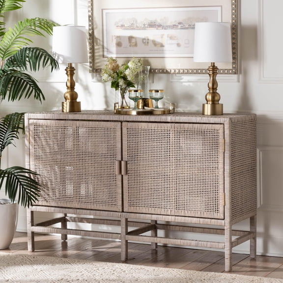 bali & pari Vivan Boho Storage Cabinet, 2-Tier, Horizontal, French Grey