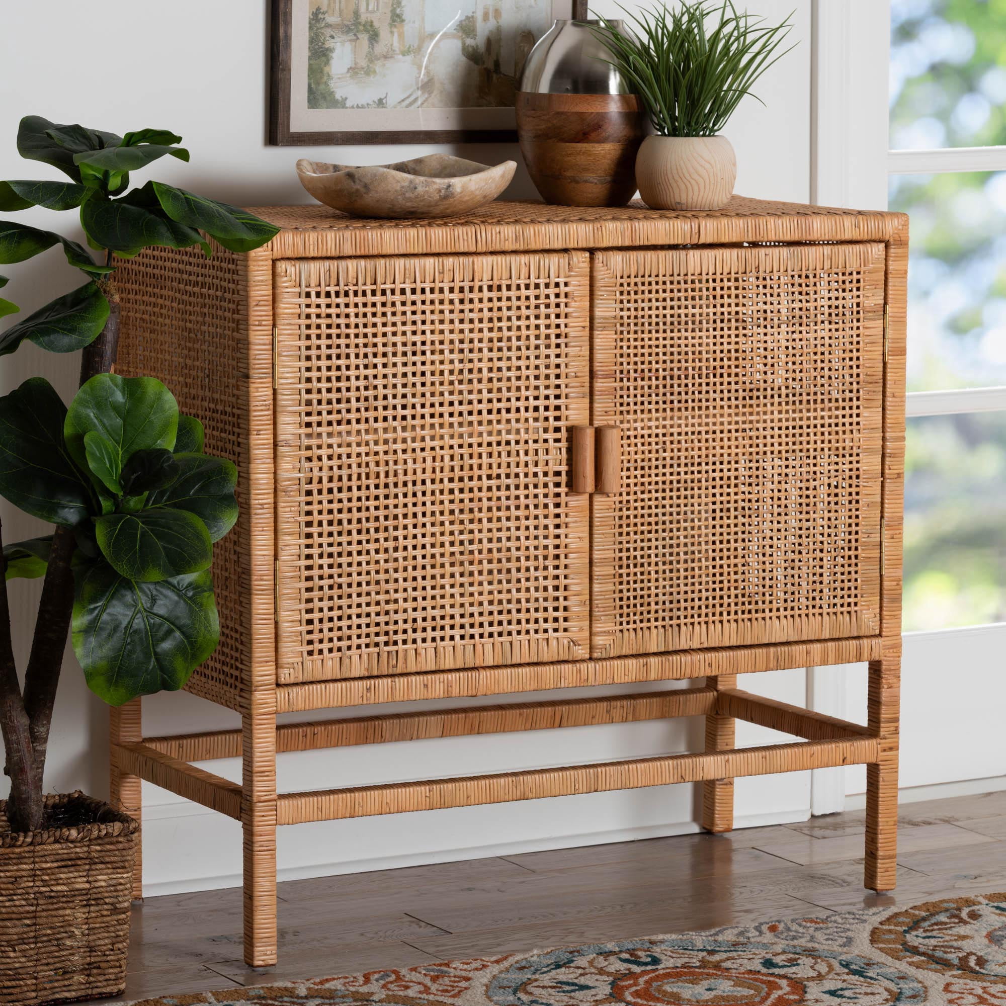 bali & pari Vivan Boho Storage Cabinet, 2-Tier, Natural Brown