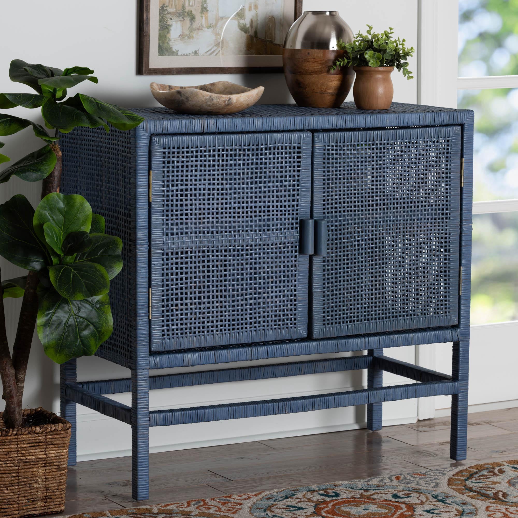 bali & pari Vivan Boho Storage Cabinet, 2-Tier, Navy Blue