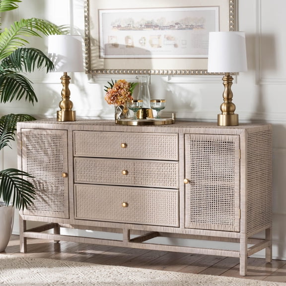 bali & pari Vivan Boho Storage Cabinet, 3-Drawer, French Grey