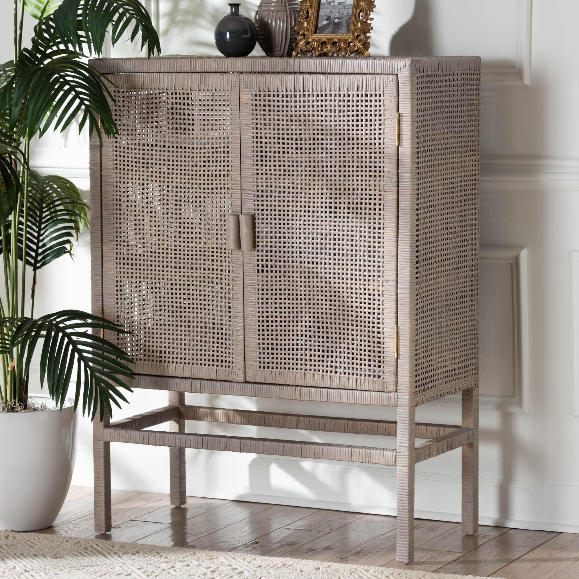 bali & pari Vivan Boho Storage Cabinet, 3-Tier, French Grey