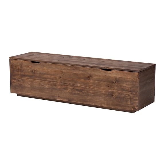 bali & pari Wood Storage Trunk with Hinged Lid - Rectangular Blanket Chest and Bedroom Bench