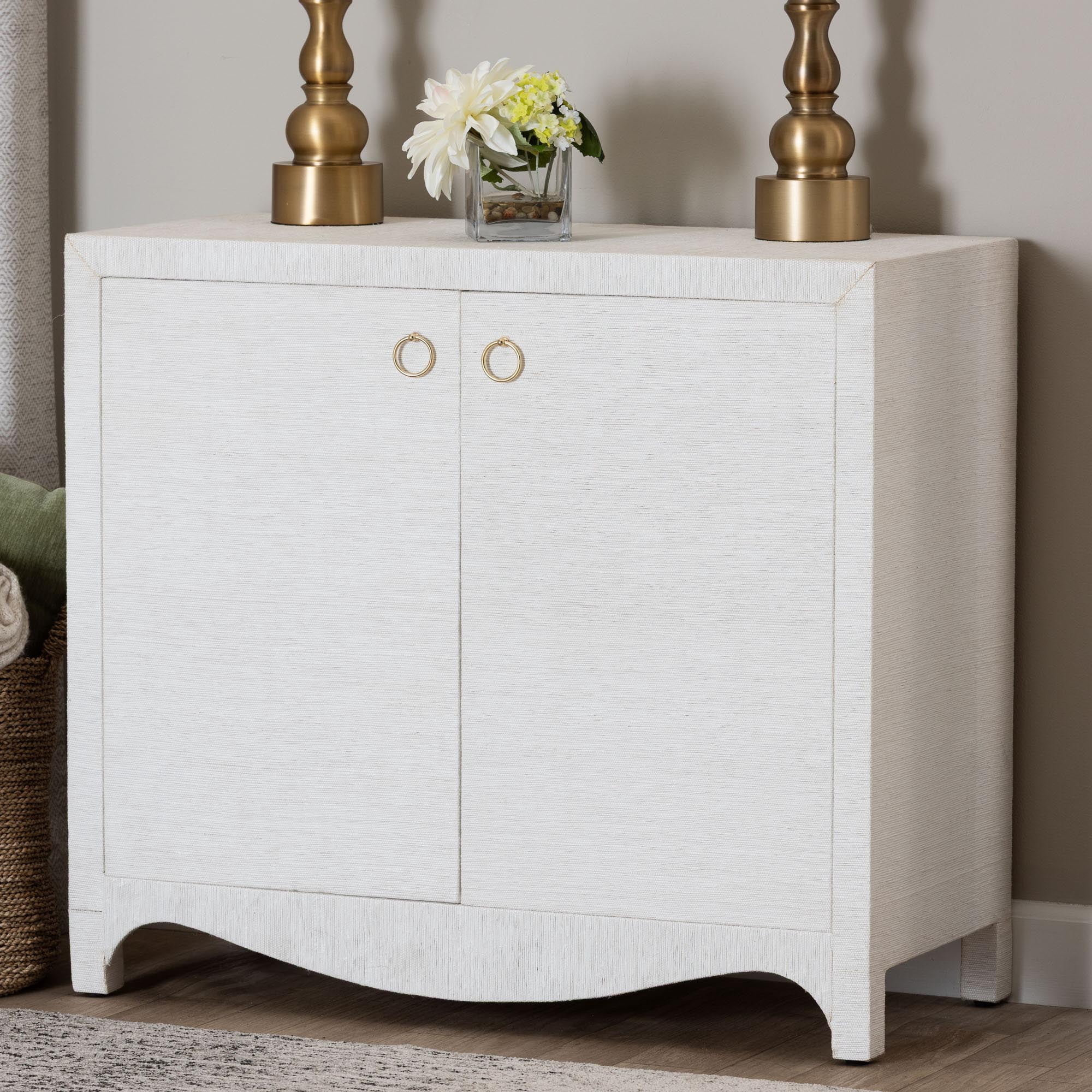 bali & pari Ximena Boho Storage Cabinet, White