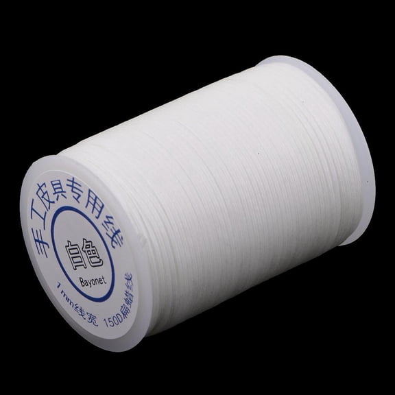 balikha 1 Piece 150D Waxed Polyester Braided Flat Thread For Sewing Leather Crafts - White, as described