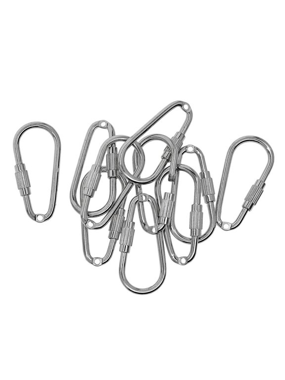 10 Pcs Carabiner With Screw Cap, Key Ring Snap Hook Aluminum Screw Carabiner For Camping, Fishing, Hiking Or Traveling