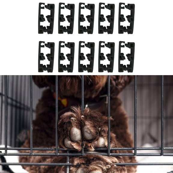 balikha 10 Pieces Pet Fence Clamps Dog Enclosure Accessories Clamp Connector Cat Villas Bird Cages Tube Fixing Buckles Playpen Lock Black