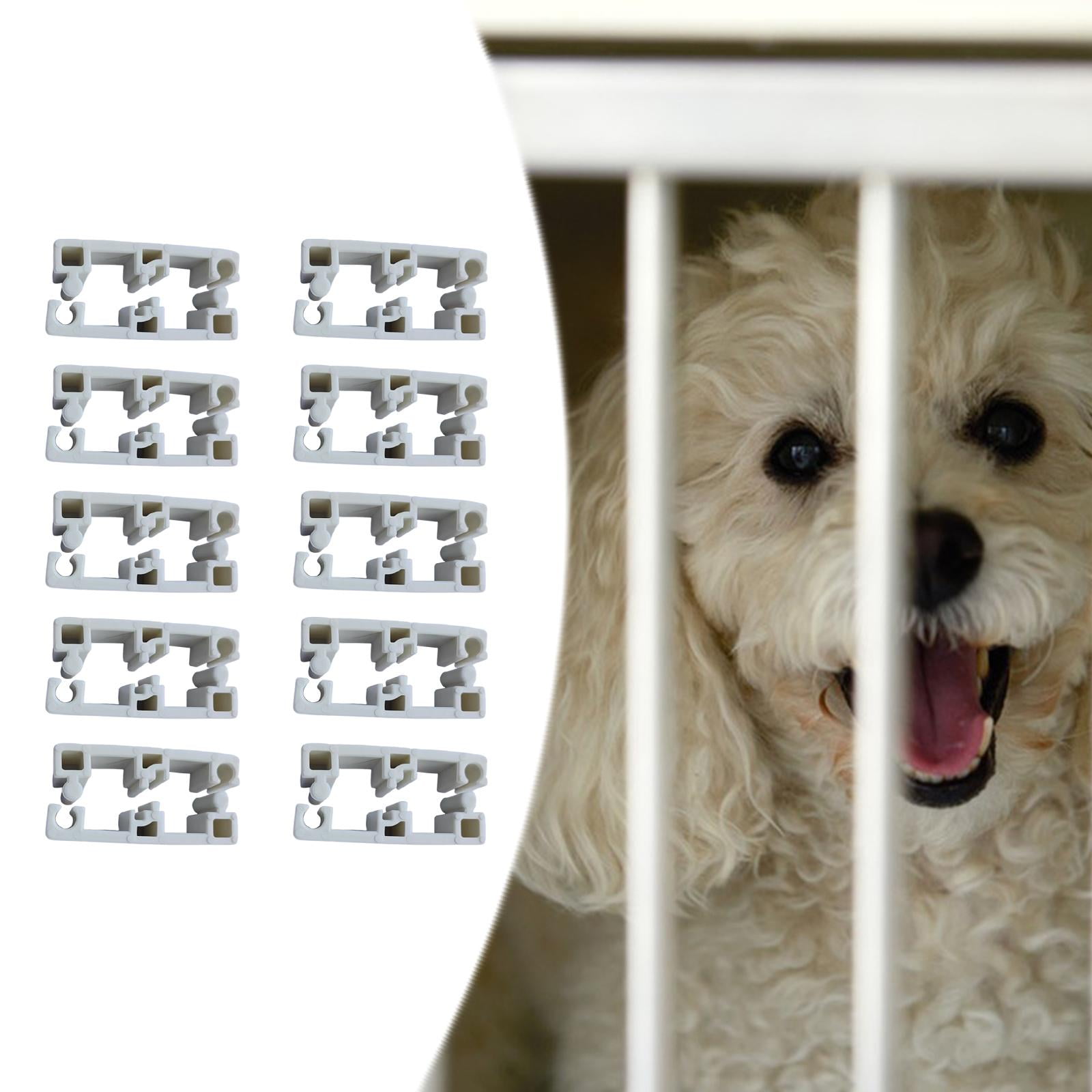 balikha 10 Pieces Pet Fence Clamps Dog Enclosure Accessories Clamp Connector Cat Villas Bird Cages Tube Fixing Buckles Playpen Lock White