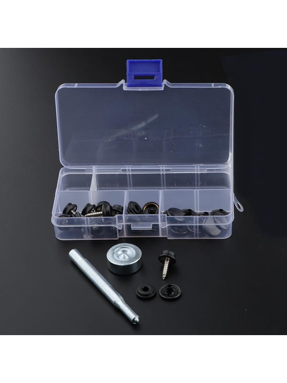 10 Sets Snap Fastener, Non Sewing Snap Fastener Screw Set for Tarpaulin Boat , 15mm Black