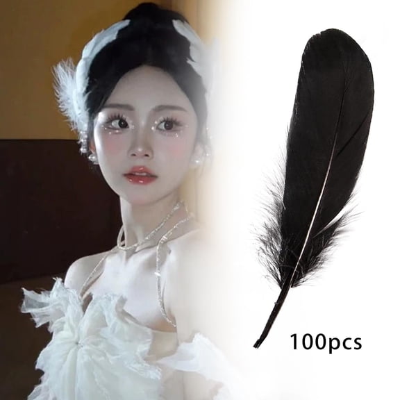 balikha 100Pcs Crafts Feathers Faux Creative Ornament Artificial Feather Handicraft Accessories for Jewelry Making Decor Black