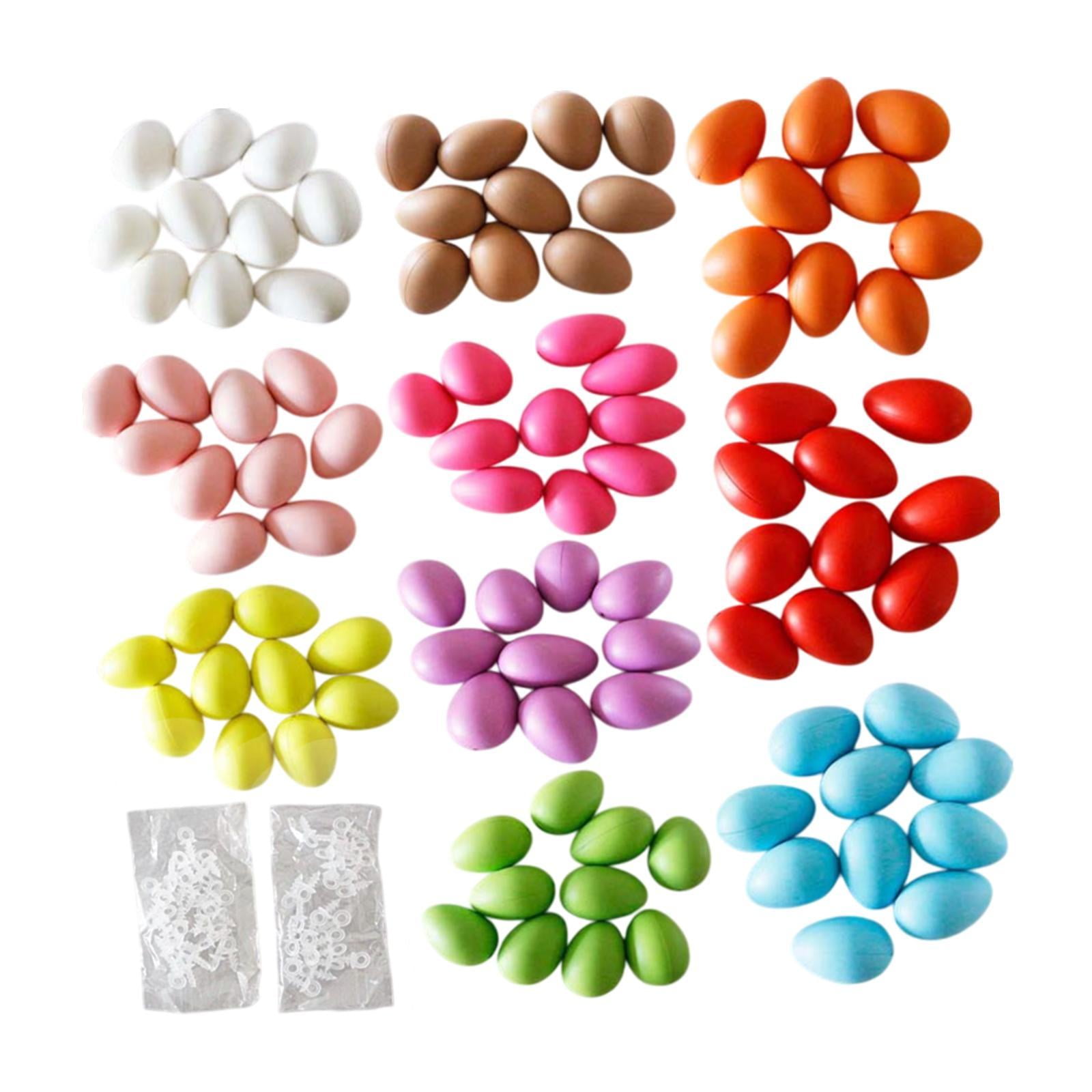 balikha 100Pcs Easter Eggs with Hanging Rings Photo Props Multicolored Eggs Sturdy Easter Tree Ornaments Party Decorations for Indoor
