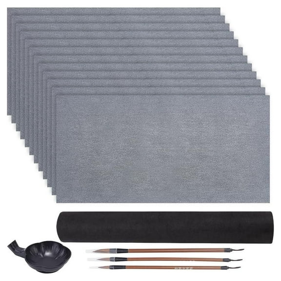 balikha 12 Pieces Chinese Calligraphy Set Water Writing Cloth Lightweight No Ink Gift Practice Reusable for Calligraphy Lovers Adults