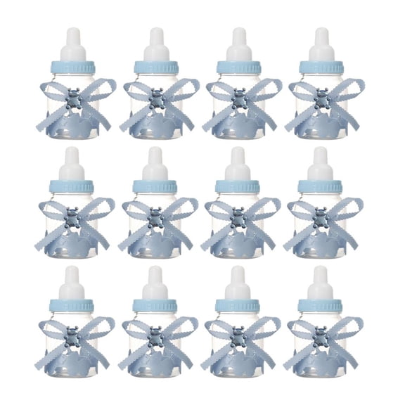 balikha 12PCS blue and Shower Favors Fillable Mini Bottles Candy Gift Boxes for Boy Girl Newborn Infant Baptism Christening Birthday Parties