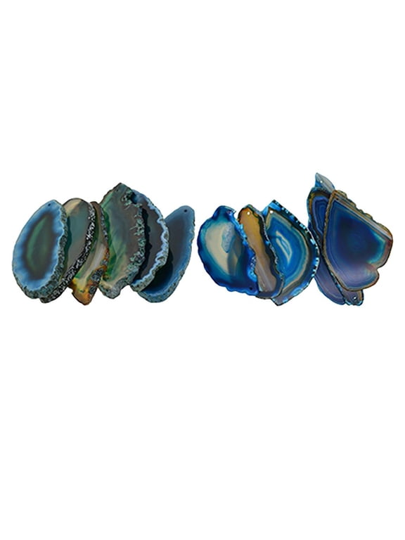 12Piece Irregular Geode Agate Slice Drilled Agate Slices Pendant Charms Drilled Top, 1.97 - 3.14 Inch, With 1.5mm Hole For DIY Jewelry Making Necklace