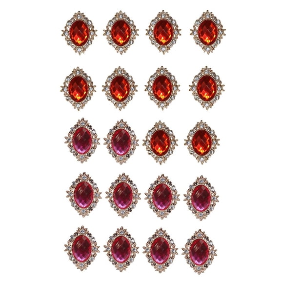 balikha 20 Pieces 25mmx30mm Decorative Rhinestone Metal Button Oval Flatback Gold Plated Base Buttons For Flower Center Phone Case DIY Wedding Craft Accessori