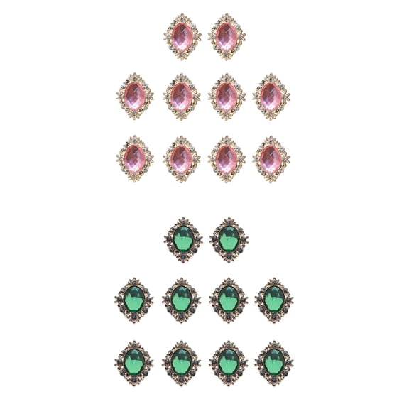 balikha 20pcs DIY Round Bling Pearl Flat back Buttons Embellishments for Wedding Craft Dress Clothes Phone Case Making Headband Scrapbook Card Making , Pink Green
