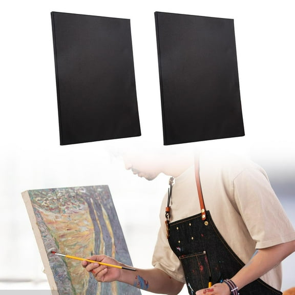 balikha 2Pcs Blank Canvas Board Black Canvas Cotton s Art Supplies Wooden Stretched Canvas for Tempera Crafts 30x40cm