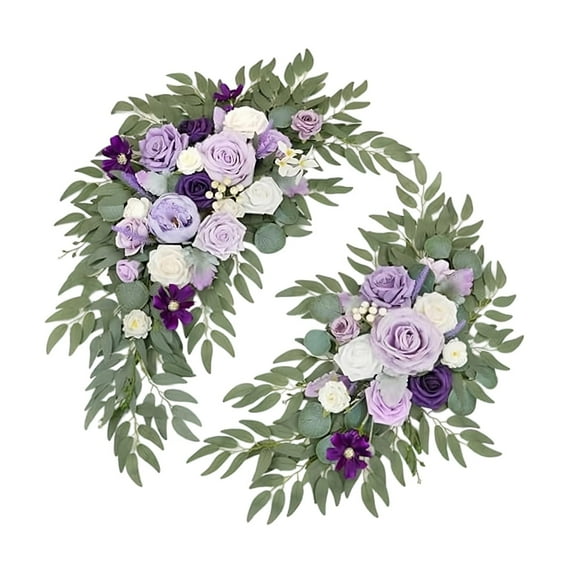 balikha 2Pcs Wedding Arch Flowers Arch Artificial Floral Arrangements Decoration Realistic with Green Leaves for Party