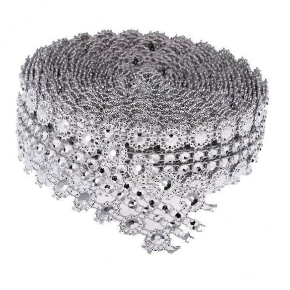 balikha 3x Crystal Rhinestone Ribbon, Sparkling Diamond Rhinestone Bling Ribbon Roll Decorative Banding Belt Ribbon Wrap for Wedding Floral Arrangements 5 Yar