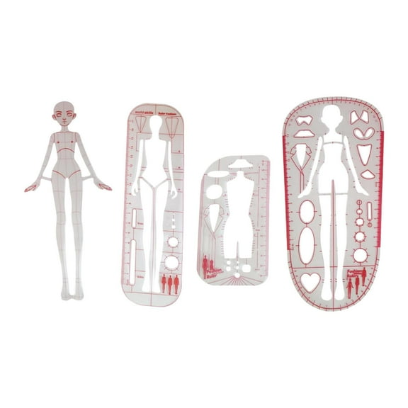 balikha 4 Pieces Fashion Drawing Template Ruler Set 4 Models Patterns Clothing Measuring French Curve Rulers for Drafting Dressmaking