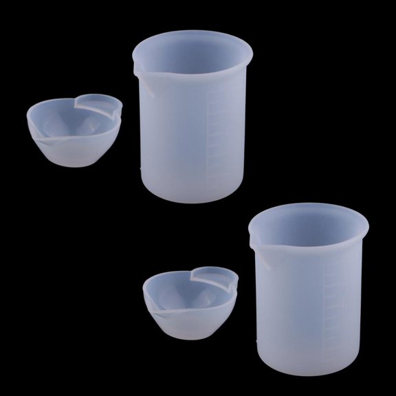 balikha 4Pcs Silicone Measuring Cups for Resin 1ml, Nonstick Silicone Mixing Cups, Epoxy Resin Cups, for Epoxy Resin, Casting Molds, Art, Kitchen