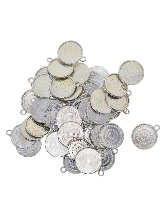 50Pieces Single Loop Round Connector Trays Blank Bezel Settings Pendant Charm Photo Frame DIY Crafts Jewelry Findings Fit 16mm Cabochons