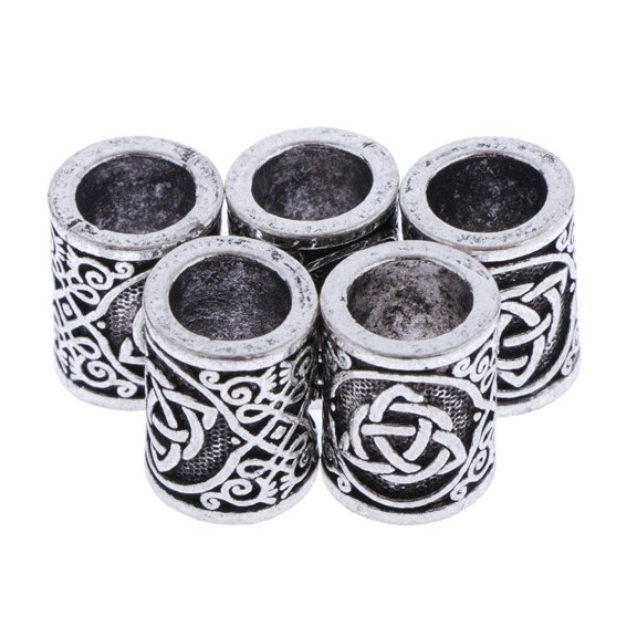 balikha 5Pcs/set Hair Tube Beads Dreadlocks Beads Hair Braiding Jewelry Hair Decoration Accessories, Vintage Style, DIY Tibetan Silver