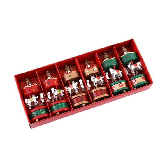 balikha 6 Pieces Christmas Decoration Carousel Horse Hanging Pendant Collection Indoor Party Supplies for Holiday Farmhouse Home