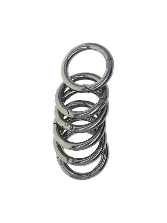 6 Pieces Spring Gate O Rings Round Carabiner Metal Snap Clip Hooks Key Chain Key Rings Buckle Split Rings Clamp Clasp Alloy Quick Release Design Suita Black