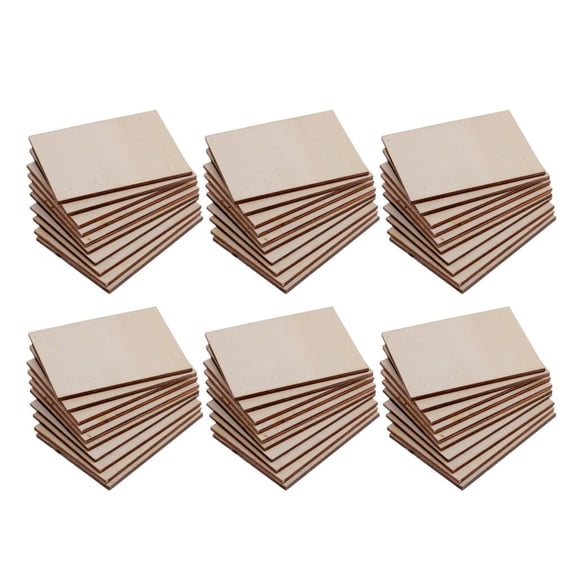 balikha 6 Pieces Wooden Square Rectangle Shapes Coasters Plain Wood Craft Blanks Square Plaque Sign DIY Pyrography Art Craft Woodworking Materials
