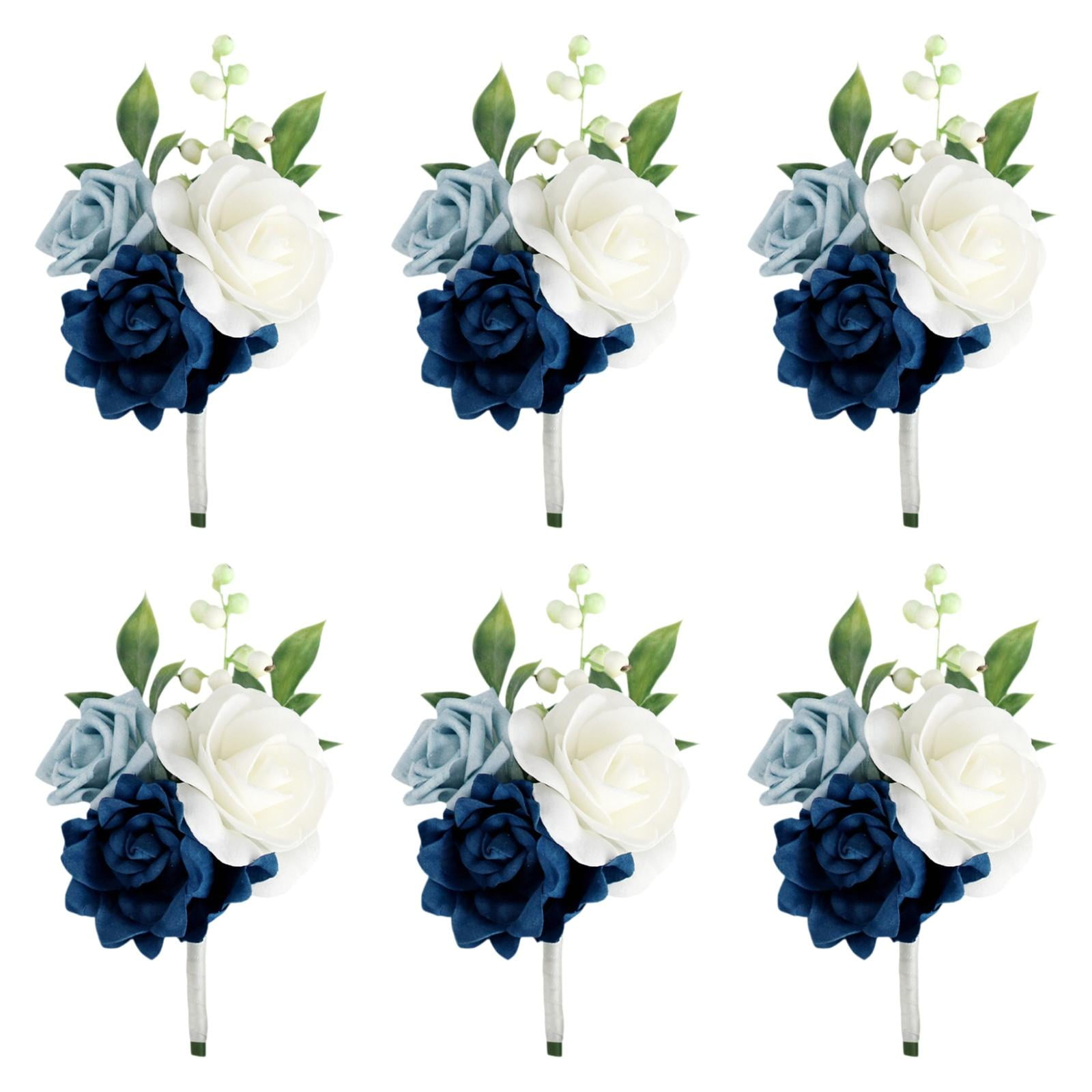 balikha 6Pcs Wedding Boutonniere Artificial Flowers Fashionable Groom Groomsmen Bride Bridegroom Boutonnieres for Party Prom Ceremony