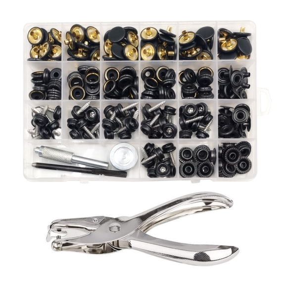 balikha 80 Unit Stainless Steel Snap Button Set Copper Screw Fastener Kit with Punch Tool for Clothing Backpacks Outdoor Gear